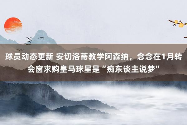 球员动态更新 安切洛蒂教学阿森纳，念念在1月转会窗求购皇马球星是“痴东谈主说梦”