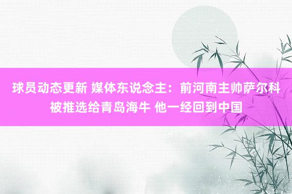 球员动态更新 媒体东说念主：前河南主帅萨尔科被推选给青岛海牛 他一经回到中国