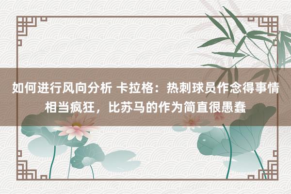 如何进行风向分析 卡拉格：热刺球员作念得事情相当疯狂，比苏马的作为简直很愚蠢