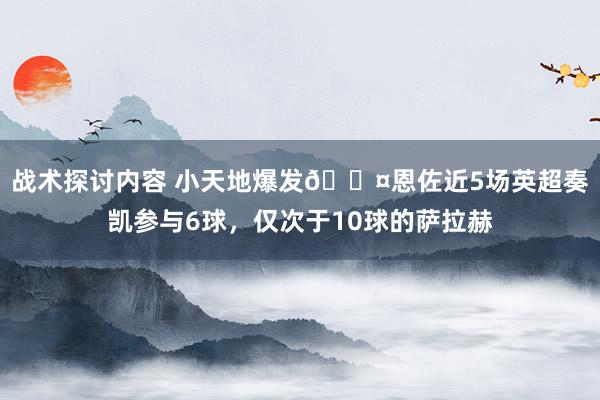 战术探讨内容 小天地爆发😤恩佐近5场英超奏凯参与6球，仅次于10球的萨拉赫