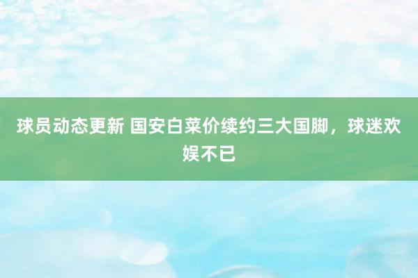 球员动态更新 国安白菜价续约三大国脚，球迷欢娱不已